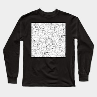 Non Colored Pattern with Floral Motifs Long Sleeve T-Shirt